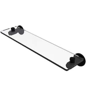 Tribecca Collection 22 in. Glass Vanity Shelf with Beveled Edges in Matte Black