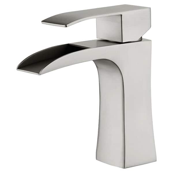 SUMERAIN Waterfall Single Handle Single Hole Bathroom Faucet in Brushed Nickel
