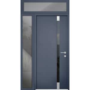 6777 44 in. x 96 in. Left-Hand/Inswing Tinted Glass Gray Graphite Steel Prehung Front Door with Hardware