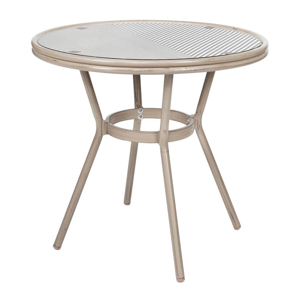 Brown Round Aluminum Outdoor Dining Table