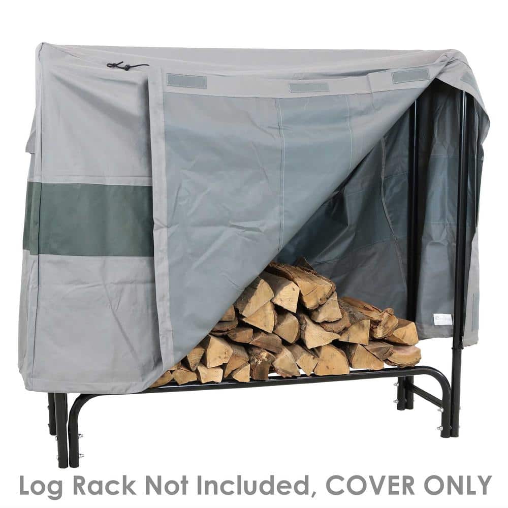 Gray and Green Heavy-Duty Polyester Log Rack Cover