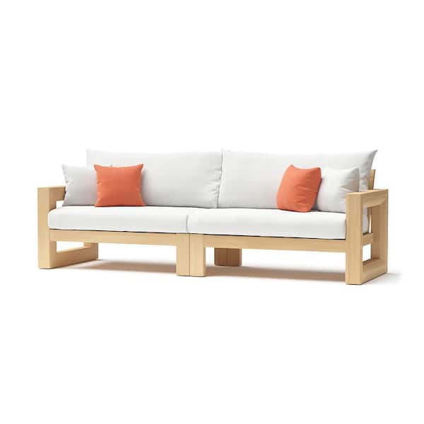 Benson 9-Piece Wood Patio Sectional Seating Set with Sunbrella Cast Coral Cushions