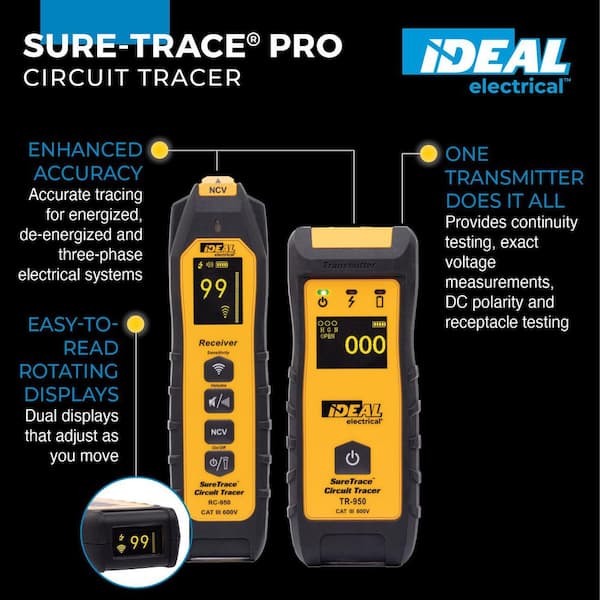 SureTrace Pro Circuit Tracer, 0-600-Volts AC/DC with Continuity Test, Amperage, and Voltage Measurement