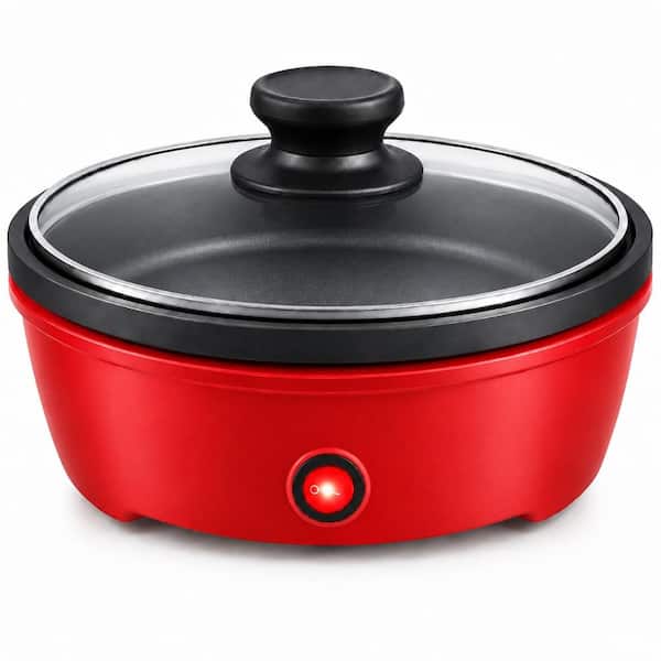 8.5 in Red Non-Stick Skillet with Tempered Glass Lid, Cool Touch Body and Steam Vent for Compact Meals