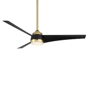 Sonoma 56 in. Integrated LED Indoor and Outdoor 3-Blade Smart Ceiling Fan Soft Brass Matte Black with Remote 3000k