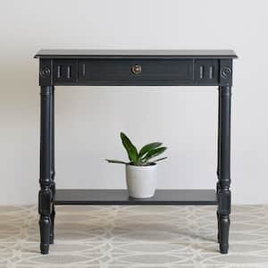 Marisol 31.5 in. Black Standard Rectangle Bayur Wood Console Table with Drawer