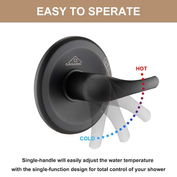 CASAINC Single-Function Matte Black Shower Mixer Valves Wall Mount Brass  Faucet Shower Mixer Fixtures with Single Handle Valve CS-Val-S101MB - The  Home Depot