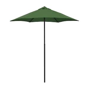 7.5 ft. Steel Market Patio Umbrella Push-Button Open and Tilt in Hunter Green Polyester