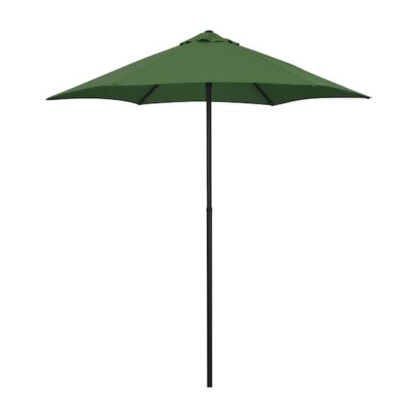 Astella 7.5 ft. Steel Market Patio Umbrella Push-Button Open and Tilt in Hunter Green Polyester