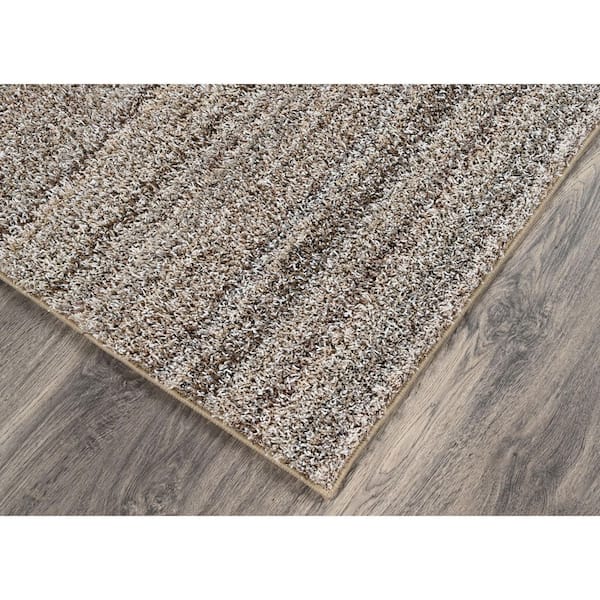 Striped Shag Multicolor Random Earth Tone 5 ft. x 7 ft. Stripe Rectangle  Area Rug