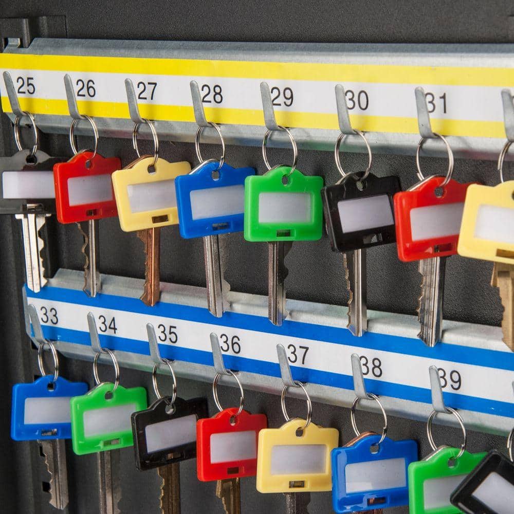 Matte Black Steel Wall-Mount Key Cabinet with Lock, 48 Hooks