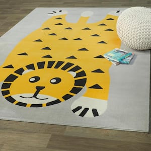 Little Lion Yellow 5 ft. x 7 ft. Kids Area Rug