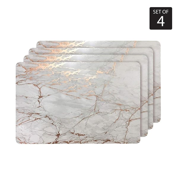 Dainty Home Marble Cork 12 in. x 18" In. Yellows and Golds Cork Rectangle Placemats Set of 4