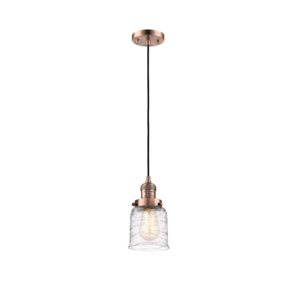 Innovations Bell 60 Watt 1 Light Antique Copper Shaded Mini Pendant Light With Clear Glass Shade 0516