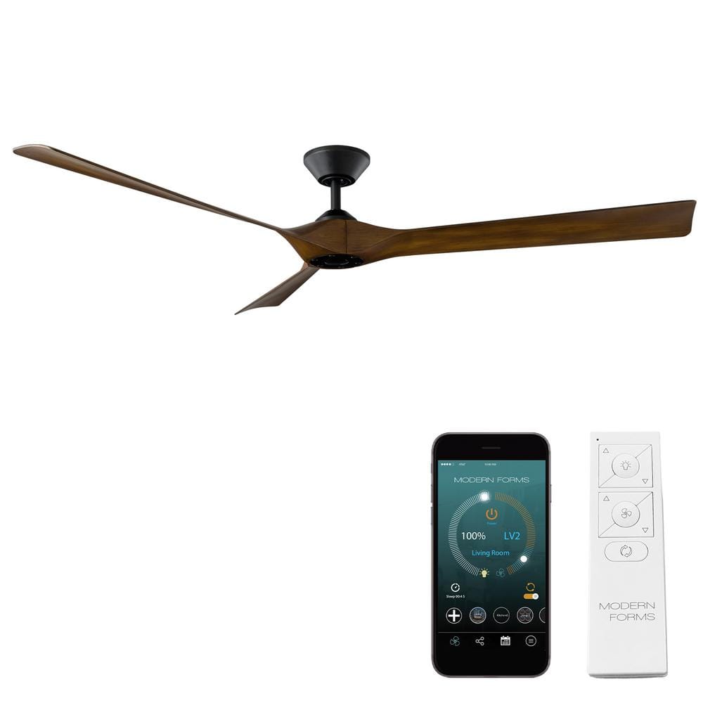 Torque 70'' Matte Black Distressed Koa Smart Ceiling Fan with Remote