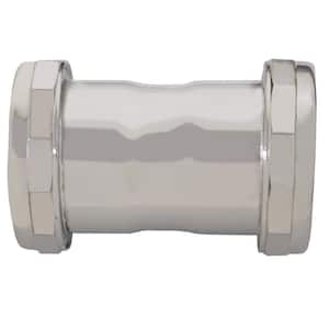1-1/2 in. x 3 in. 22-Gauge Chrome Plated Brass Double Slip-Joing Coupling for Sink Drainage