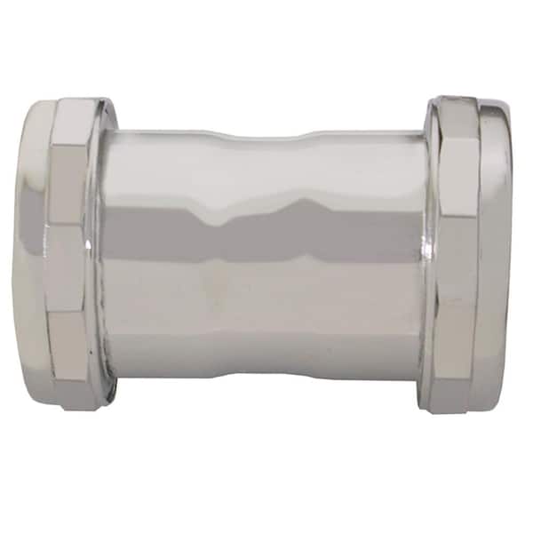 JONES STEPHENS 1-1/2 in. x 3 in. 22-Gauge Chrome Plated Brass Double Slip-Joing Coupling for Sink Drainage