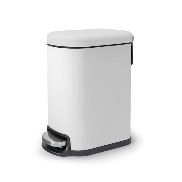 ACENTO Curved Rectangular 5 L/1.3 Gal. Pedal Trash Bin with Soft Close Lid in Matte White