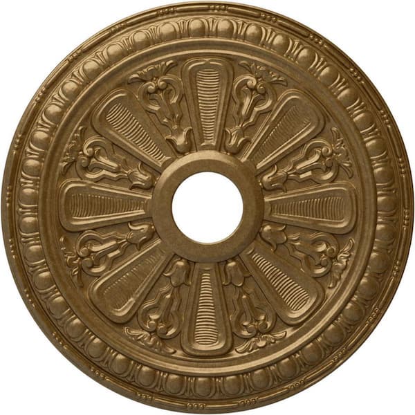 Ekena Millwork 1 in. x 23-1/2 in. x 23-1/2 in. Polyurethane Bristol Ceiling Medallion, Pale Gold