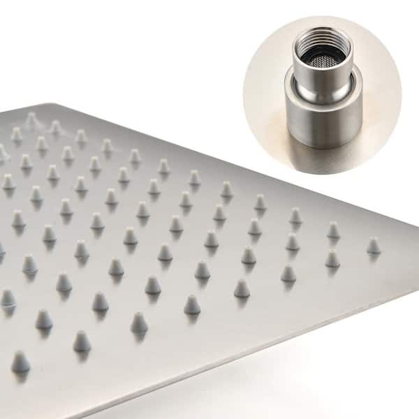1-Spray Patterns 10 in. Ceiling Mount Dual Fixed and Handheld Shower Head with 2.5 GPM in Brushed Nickel