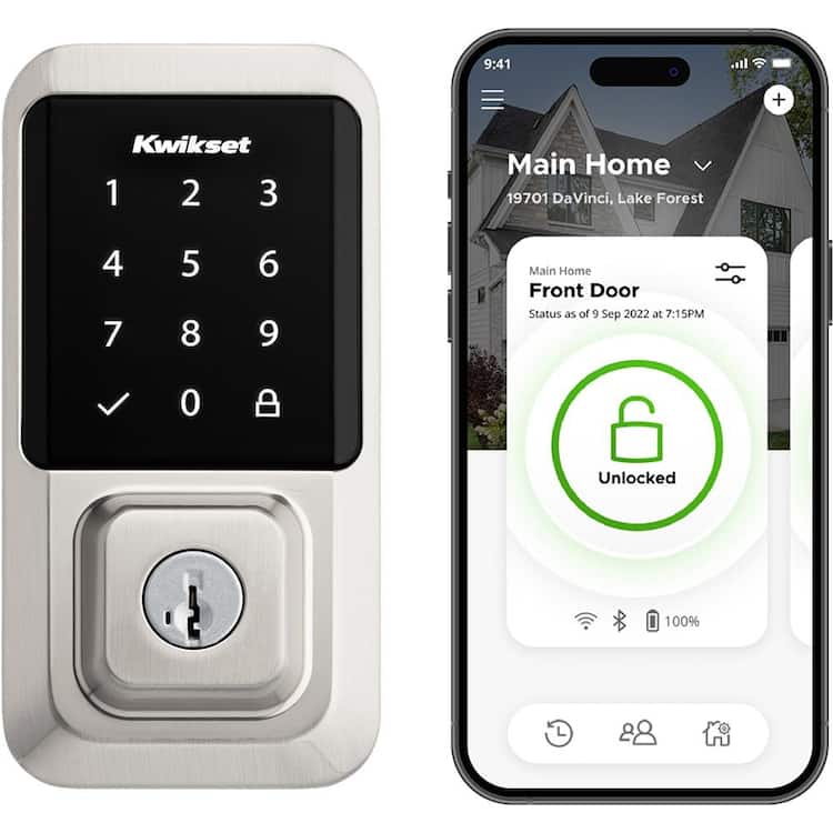 Kwikset HALO Satin Nickel Single-Cylinder Keypad Electronic Smart Lock Deadbolt Featuring SmartKey, Touchscreen and WiFi