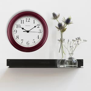 9 in. Simplicity Wall Clock with Bezel and Burgundy