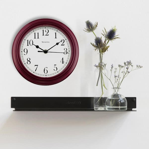 Westclox 9 in. Simplicity Wall Clock with Bezel and Burgundy