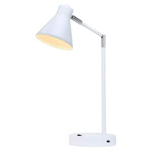 DL03U Series 22 in. White with 100% metal Office/Table Lamp Integrated Soft White LED(3000K), 270° Flexible Swivel Arms