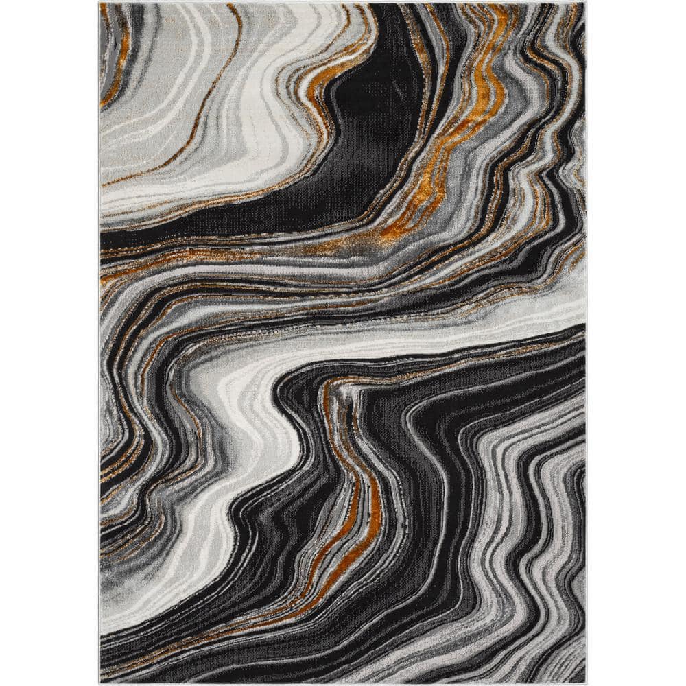 Floyd Home Rug Well Woven Fairmont Warren Grey 3 ft. 11 in. x 5 ft. 3 in. Retro Glam ...