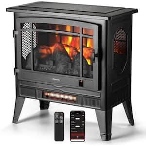 1400 W Suburbs 25 in. WiFi-Enabled Electric Fireplace Infrared Quartz Heater, Crackling Sound Freestanding heater, Black