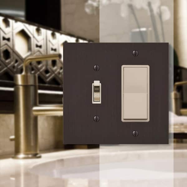 Barnard 2 Gang 1-Toggle and 1-Rocker Metal Wall Plate - Aged Bronze