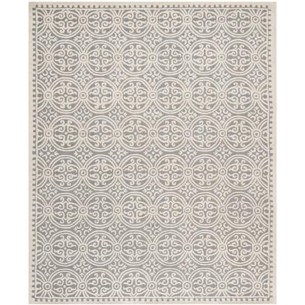 Cambridge Silver/Ivory 12 ft. x 18 ft. Geometric Medallion Area Rug