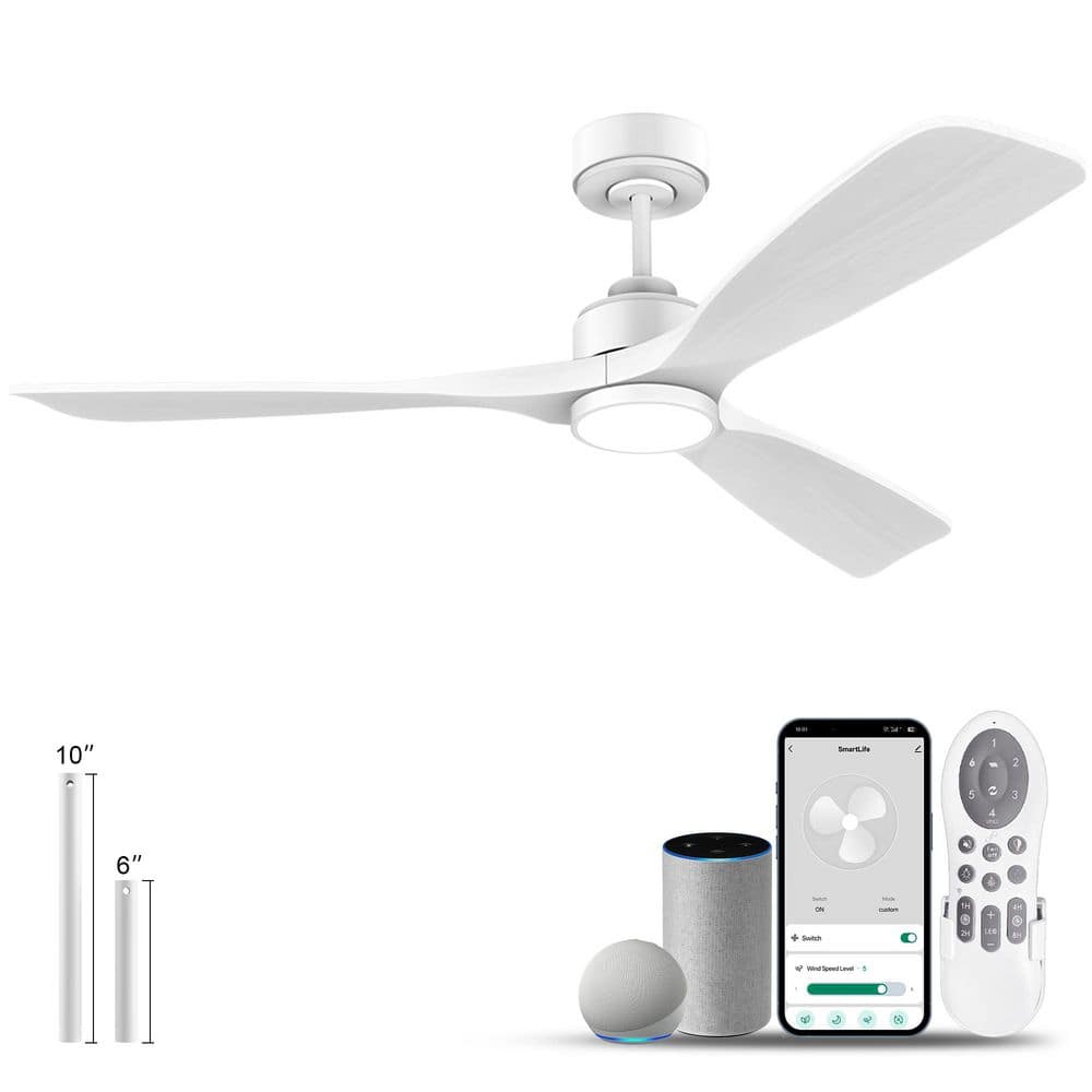 52 in. Wood Smart Outdoor/Indoor White Ceiling Fans with Lights Remote, Voice Control via WIFI Alexa App price history on PriceWatchPro