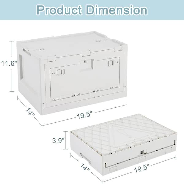 55 qt Collapsible Storage Bin with Lids Beige 11.6 in. Accent Cabinet Office Foldable Storage Cabinet with 2-Shelves