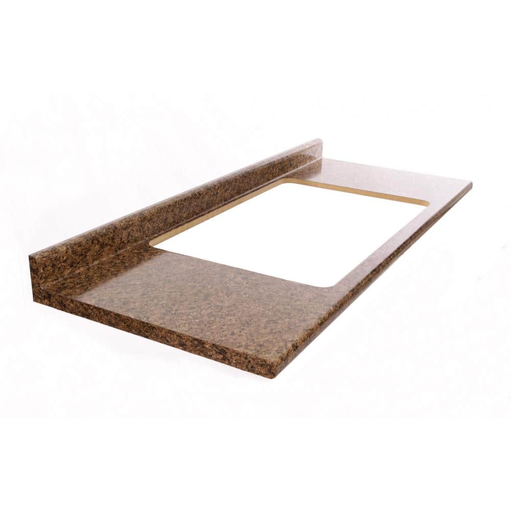 Hampton Bay 5ft. Brown Laminate Countertop Kit Sink Cutout with Bullnose Edge in Milano Brown