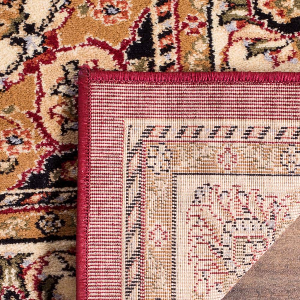 Red and Ivory Floral Synthetic 8' x 11' Area Rug