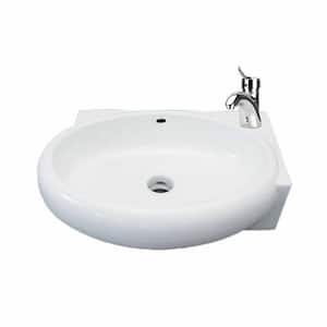 Carlin 16 in. Corner Wall Mounted Bathroom Sink in White with Overflow
