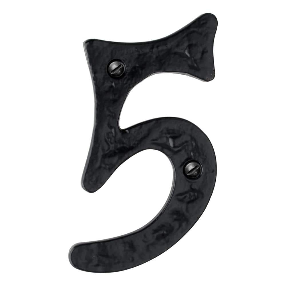 Mascot Hardware Hammered 4 in. Black House Number 5 HN1-4-06EXB - The ...