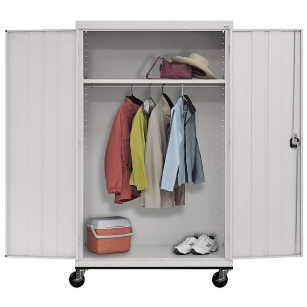 Transport Wardrobe Series 46 in. W x 78 in. H x 24 in. D 22-Gauge 4-Shelf Freestanding Storage Cabinet in Dove Gray
