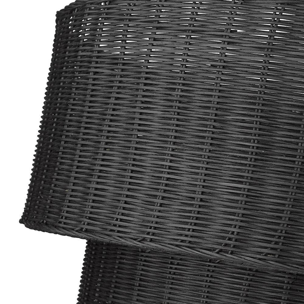 Erma Bohemian-Chic Black Wicker and Steel 9-Light Chandelier