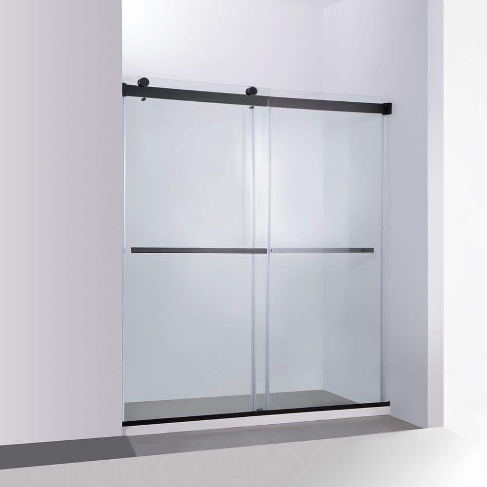 Spezia 68 in. W x 76 in. H Double Sliding Seimi-Frameless Shower Door in Matt Black with Clear Glass price history on PriceWatchPro