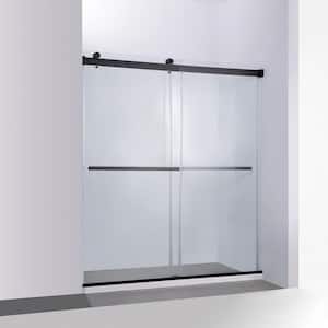 Spezia 68 in. W x 76 in. H Double Sliding Seimi-Frameless Shower Door in Matt Black with Clear Glass