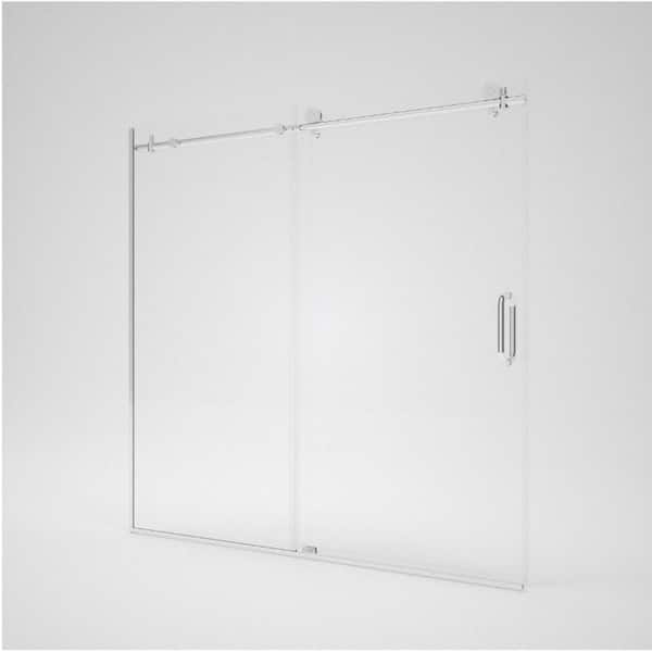 60 in. W x 60 in. H Sliding Tub Door in Chrome with Clear Tempered Glass