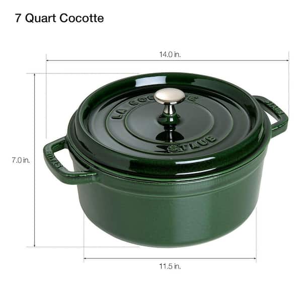 STAUB Cast Iron 7 qt. Round Enameled Cast Iron Dutch Oven - Basil