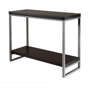 Jared 40 in. Espresso Standard Rectangle Wood Console Table with Shelves
