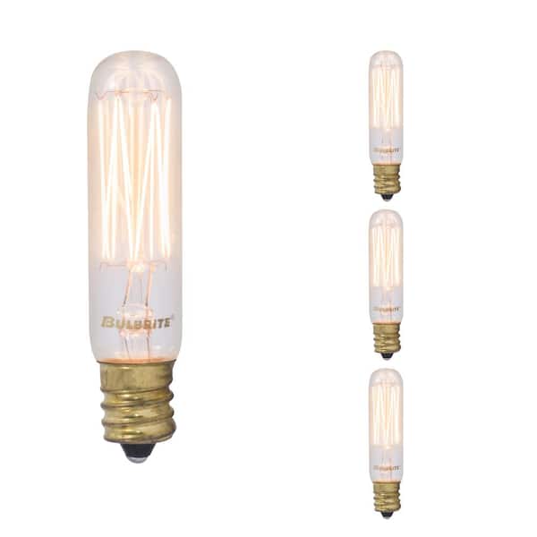 Bulbrite 25-Watt T6 Amber Light 2200K Candelabra Base (E12) Dimmable Antique Nostalgic Incandescent Light Bulb(4-pack)