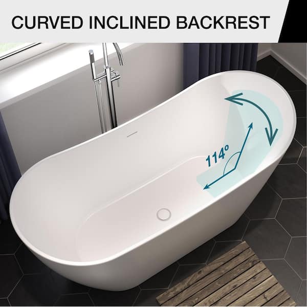 makiba② MAAX Mahaba 67 in. x 29 in. Acrylic Freestanding Soaking Bathtub