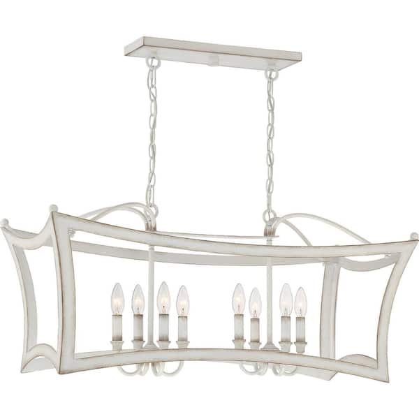 Quoizel Summerford 8-Light Antique White Linear Chandelier