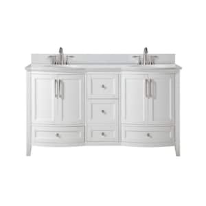 Harper 60 in. W x 22 in. D x 34 in. H Bath Vanity in white with Carrara Engineered Stone Top with White Basin