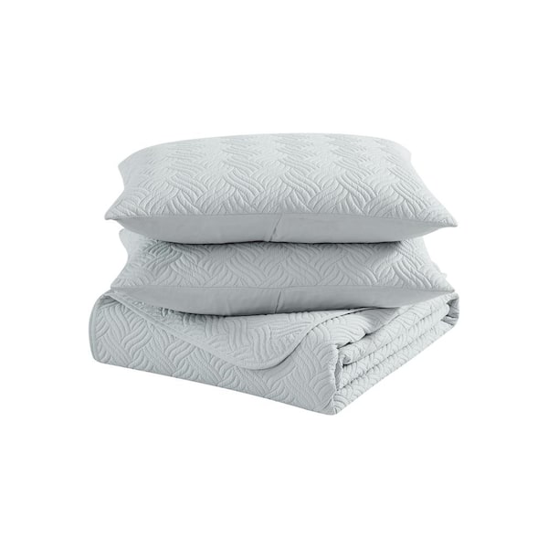 The Nesting Company Willow 3 Piece Quilt Set Gray Queen